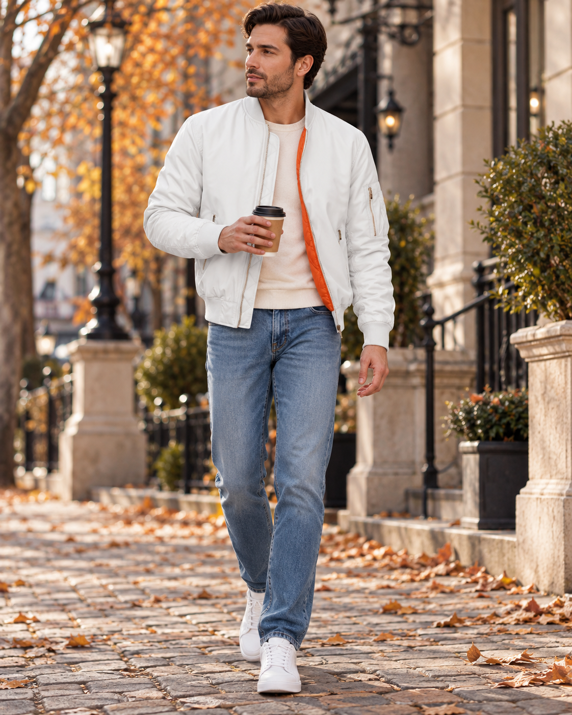 Felix Men's Warm Quilted Bomber Jacket – Full Zip Military Winter Coat with Pockets