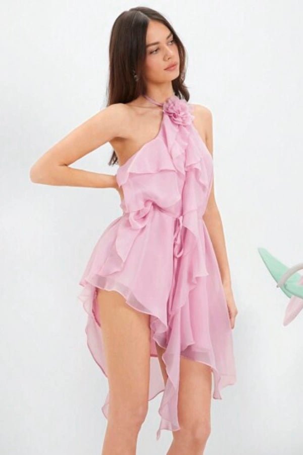 Ava Floral Dress | Sleeveless Halter Neck, A-Line Summer Wedding Guest Dress 0