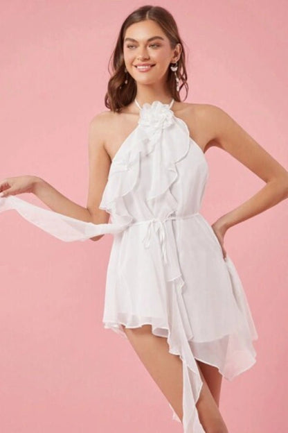 Ava Floral Dress | Sleeveless Halter Neck, A-Line Summer Wedding Guest Dress 9