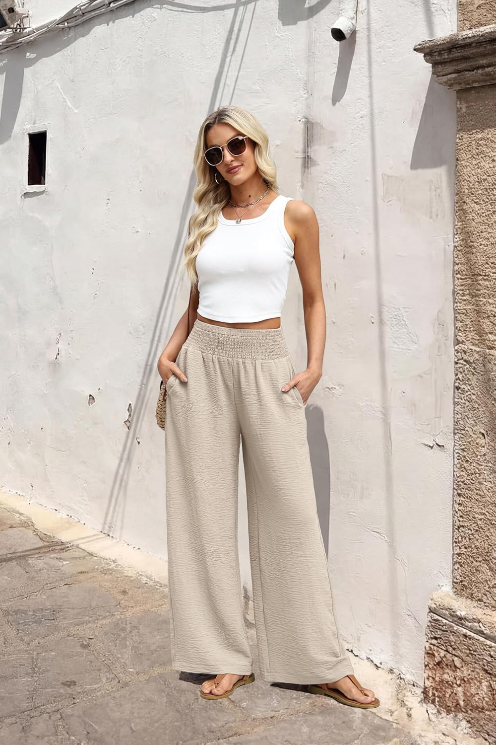 Berta Palazzo Pants | High Waisted, Wide Leg Trousers 0