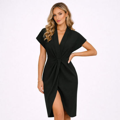 Black Midi Wrap Dress | Women's Dress 2