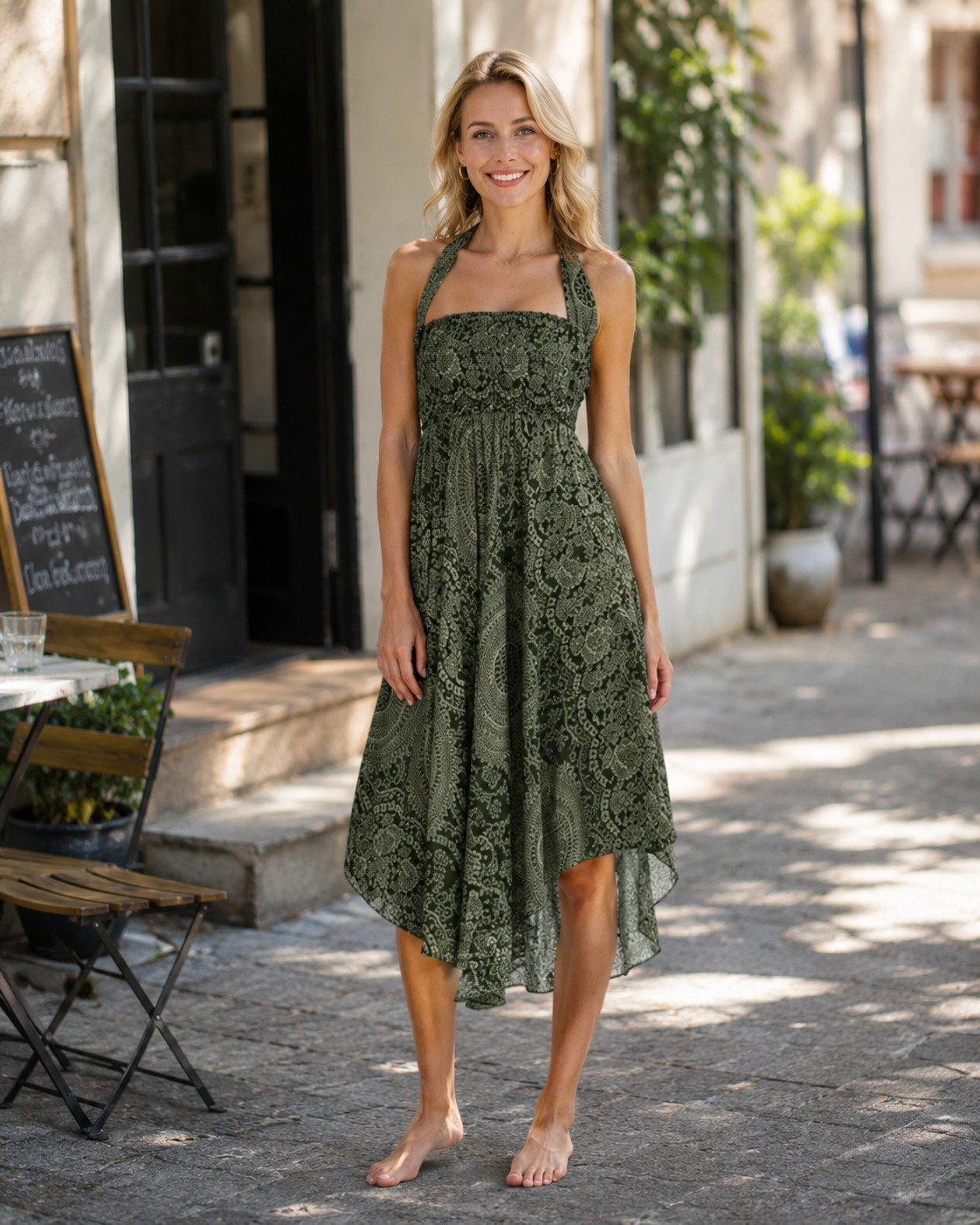 Abito da donna boho da annodare Violet – Abito lungo floreale 2-in-1 e copricostume da spiaggia