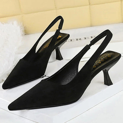 Brielle Pointed Toe Heels | Comfortable Kitten Heel, Open Back Design 0