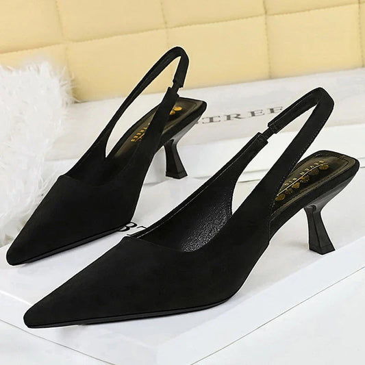 Brielle Pointed Toe Heels | Comfortable Kitten Heel, Open Back Design 0