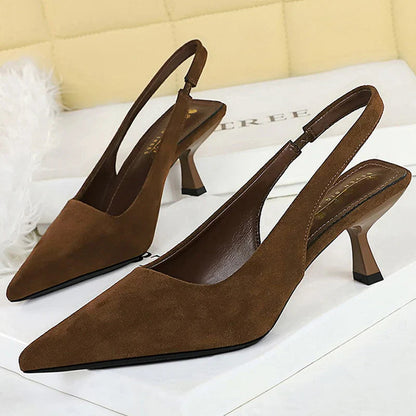 Brielle Pointed Toe Heels | Comfortable Kitten Heel, Open Back Design 1
