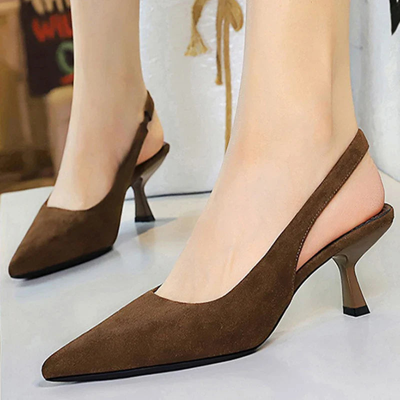 Brielle Pointed Toe Heels | Comfortable Kitten Heel, Open Back Design 2