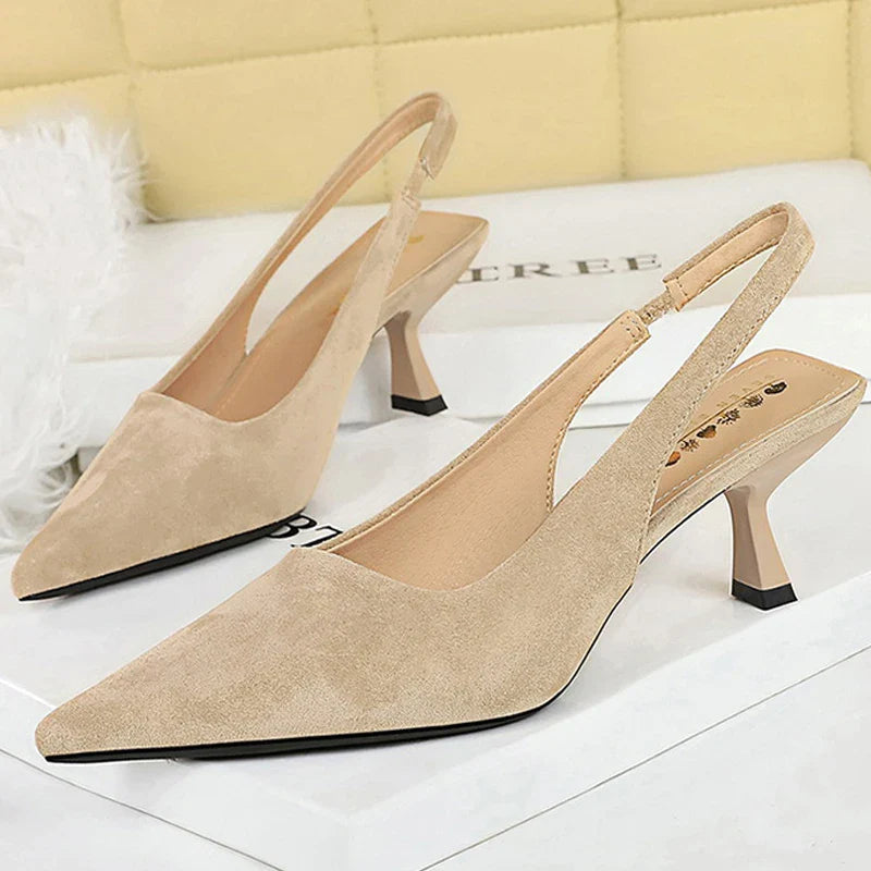 Brielle Pointed Toe Heels | Comfortable Kitten Heel, Open Back Design 3