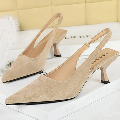 Brielle Pointed Toe Heels | Comfortable Kitten Heel, Open Back Design 3