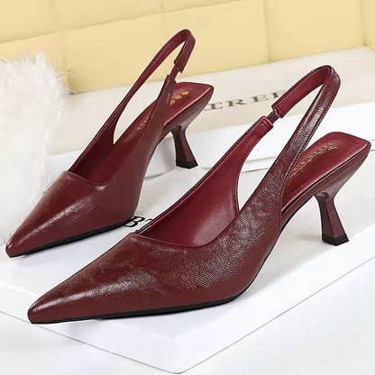 Brielle Pointed Toe Heels | Comfortable Kitten Heel, Open Back Design 7