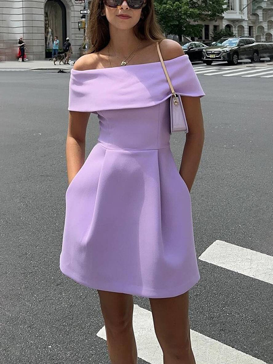 Haziel Women's Skater Dress – Sleeveless Boat Neck Belted Cocktail Dress