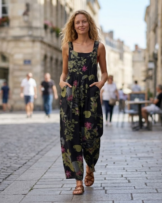 Chloé Bohemian Overalls | Floral Print Cotton-Linen Blend 0