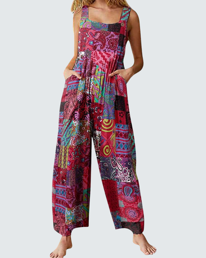 Chloé Bohemian Overalls | Floral Print Cotton-Linen Blend 2