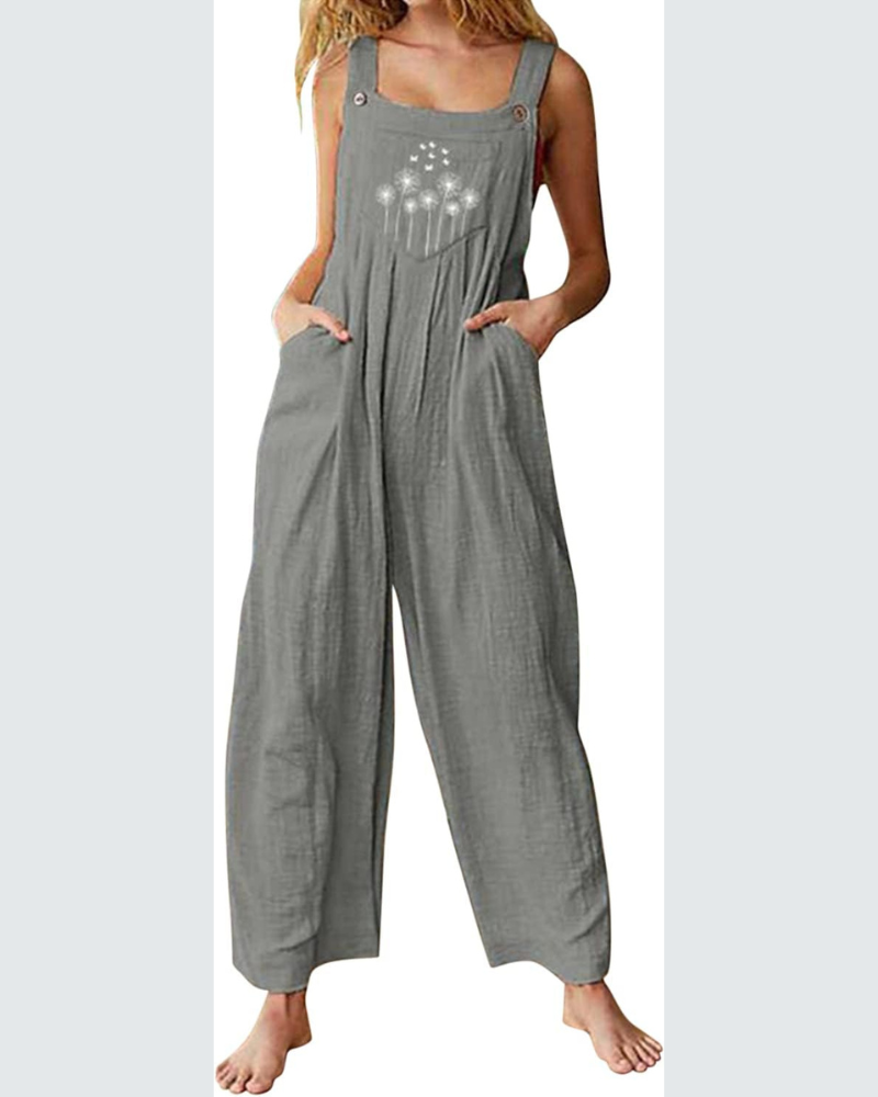 Chloé Bohemian Overalls | Floral Print Cotton-Linen Blend 4