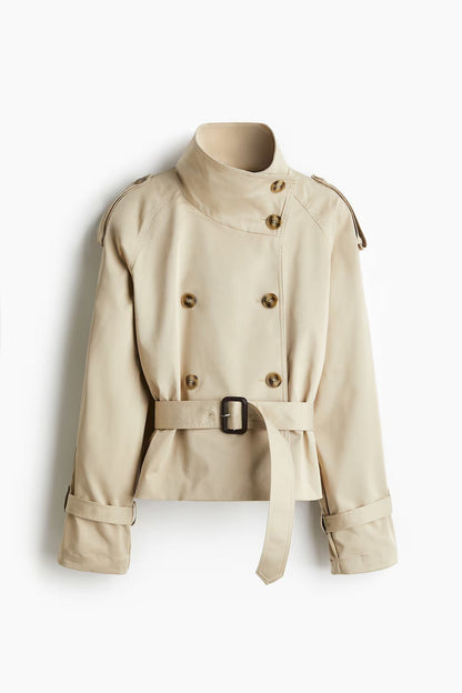 Chloé Short Trench Coat | Adjustable Belt, Stand-Up Collar 0