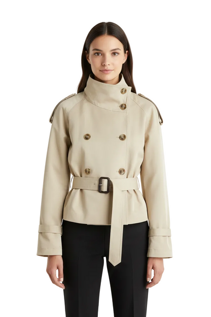 Chloé Short Trench Coat | Adjustable Belt, Stand-Up Collar 1