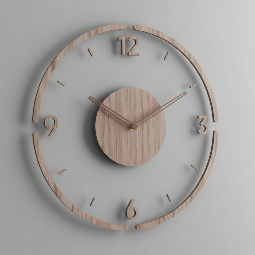 Clocky | Modern Wall Clock Decor 35 cm Silent Real Wood