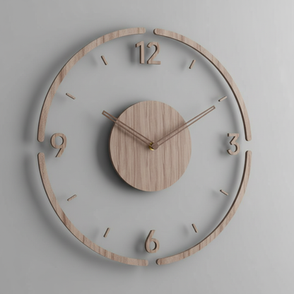 Clocky | Modern Wall Clock Decor 35 cm Silent Real Wood