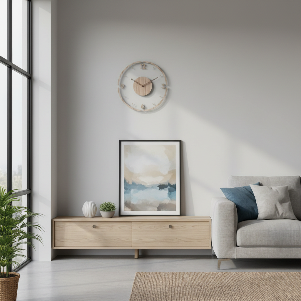 Clocky | Modern Wall Clock Decor 35 cm Silent Real Wood