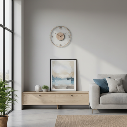 Clocky | Modern Wall Clock Decor 35 cm Silent Real Wood