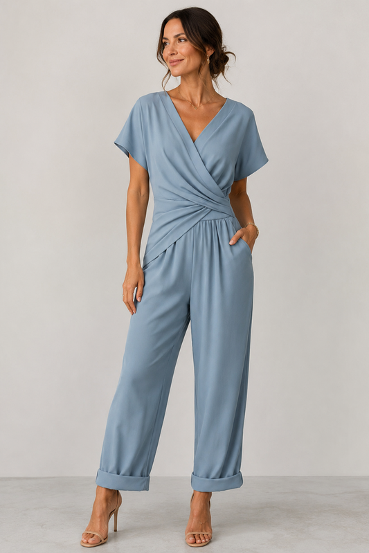 Cora Jumpsuit Women | Airy Polyester, Wide Leg, V-Neck Design 0