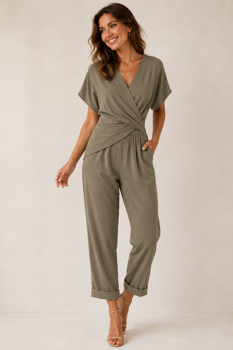Cora Jumpsuit Women | Airy Polyester, Wide Leg, V-Neck Design 2