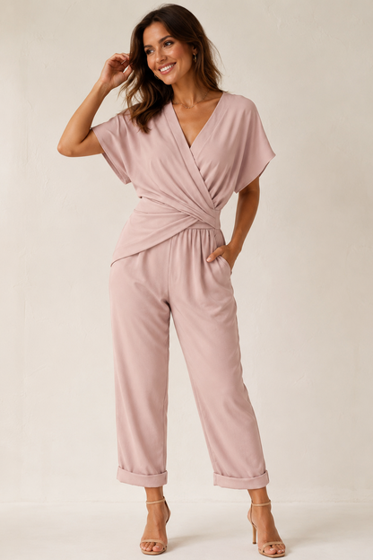 Cora Jumpsuit Women | Airy Polyester, Wide Leg, V-Neck Design 3