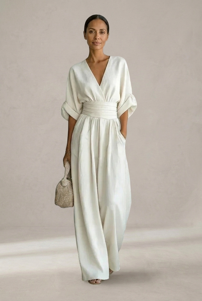 Dalia Jumpsuit | Elegant V-Neckline, Wide Leg Design for Women 1