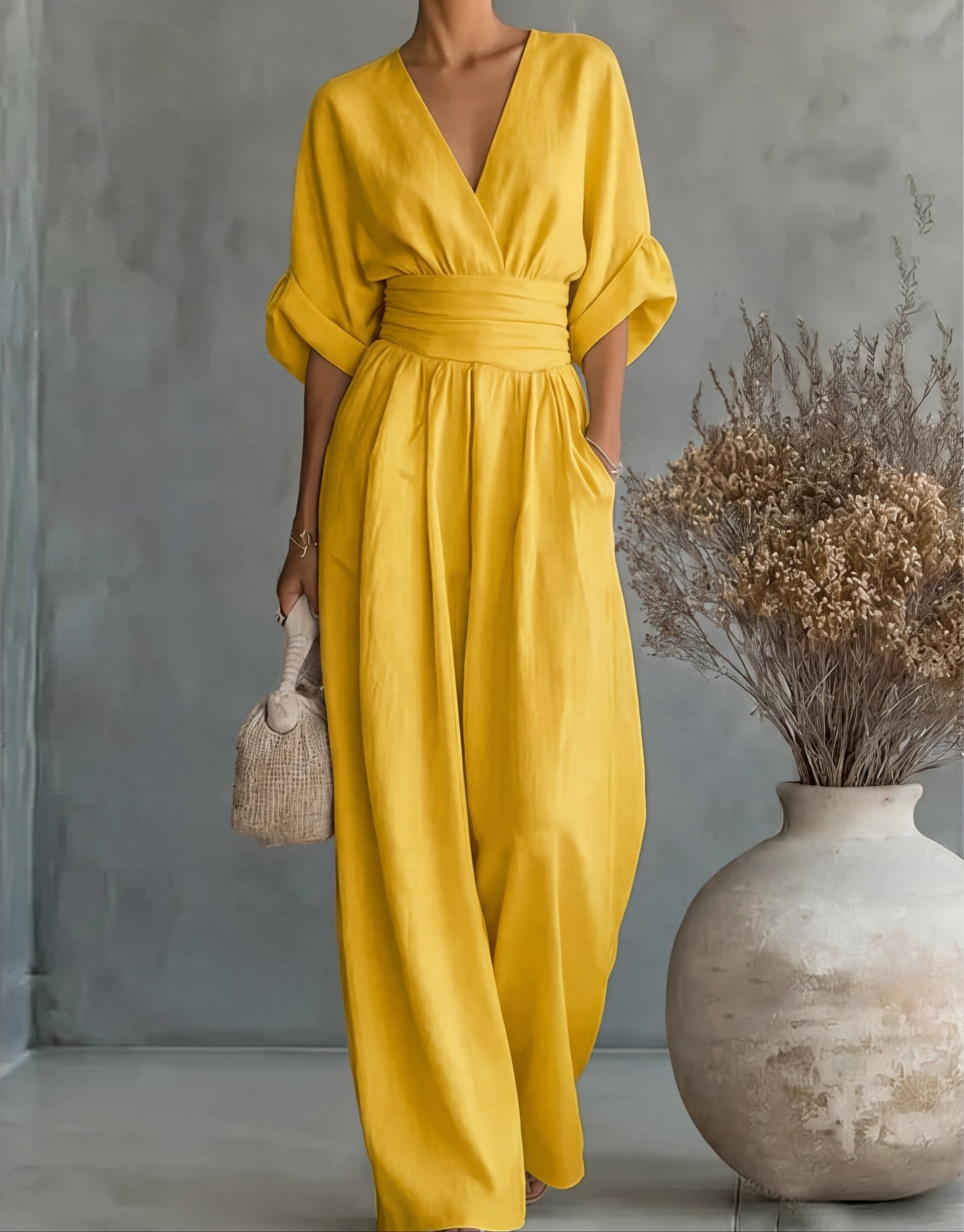 Dalia Jumpsuit | Elegant V-Neckline, Wide Leg Design for Women 12