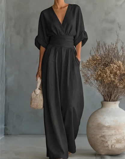 Dalia Jumpsuit | Elegant V-Neckline, Wide Leg Design for Women 13