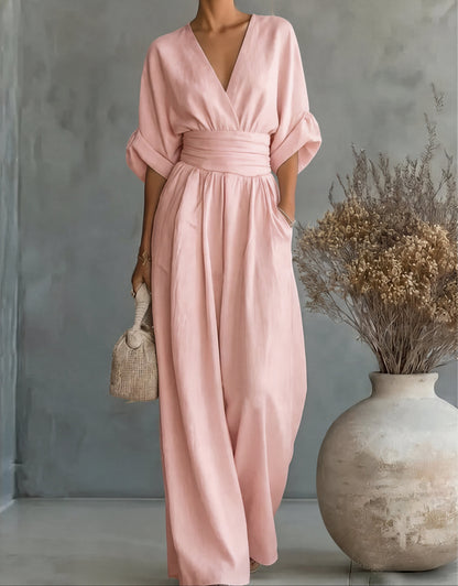 Dalia Jumpsuit | Elegant V-Neckline, Wide Leg Design for Women 14