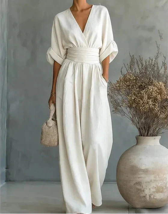 Dalia Jumpsuit | Elegant V-Neckline, Wide Leg Design for Women 5