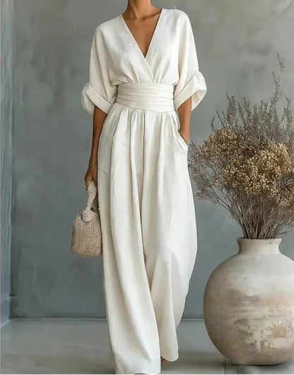 Dalia Jumpsuit | Elegant V-Neckline, Wide Leg Design for Women 5