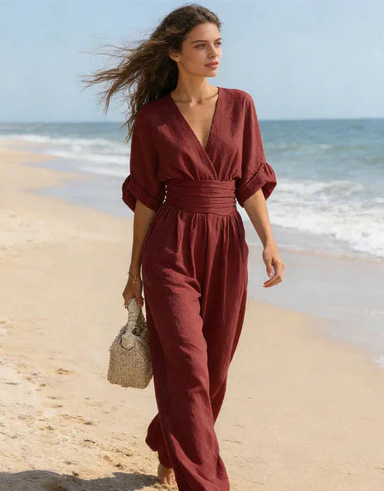 Dalia Jumpsuit | Elegant V-Neckline, Wide Leg Design for Women 7