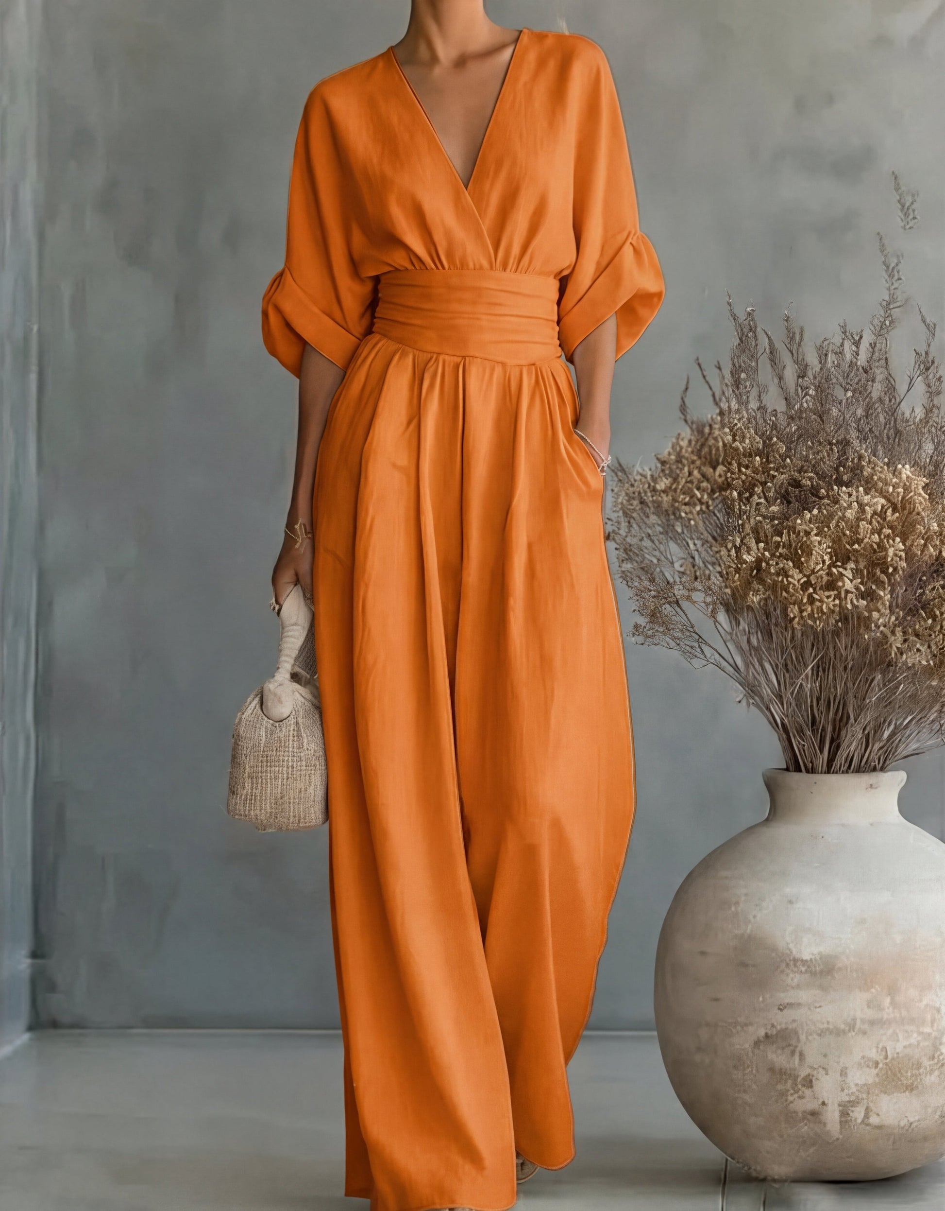 Dalia Jumpsuit | Elegant V-Neckline, Wide Leg Design for Women 9