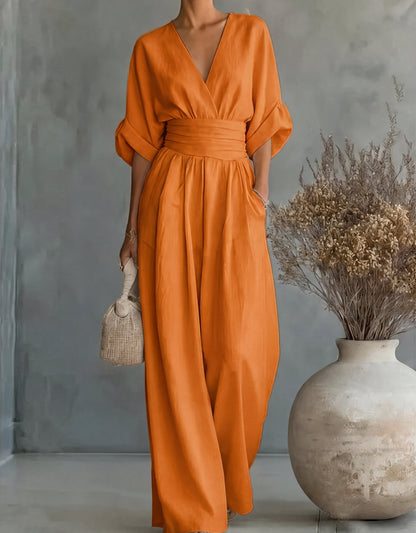 Dalia Jumpsuit | Elegant V-Neckline, Wide Leg Design for Women 9
