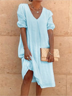 Fanny Women's V-Neck Midi Dress – Sleeveless Lightweight Summer Dress