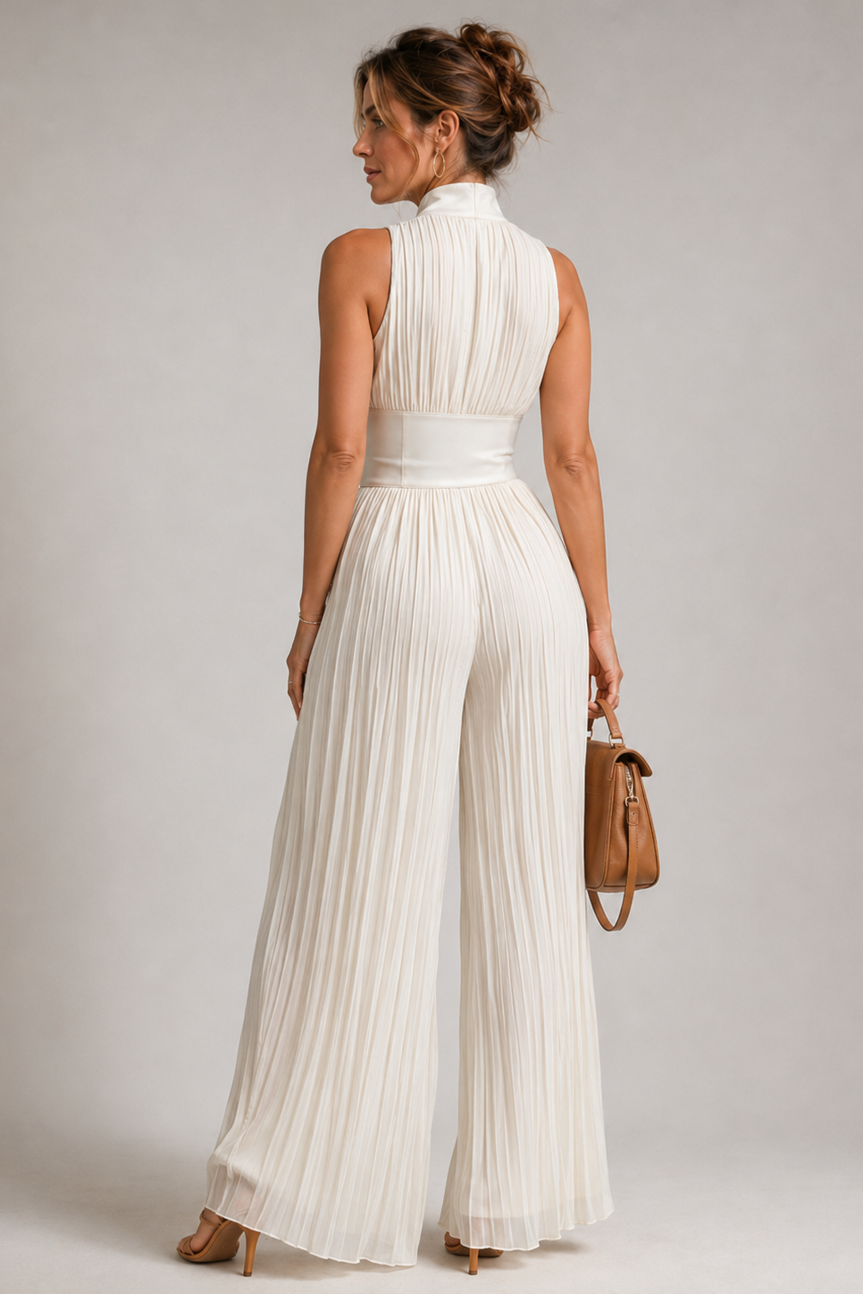Djoni Elegant Jumpsuit Women | Sleeveless Halter, Wide Pleated Legs 3
