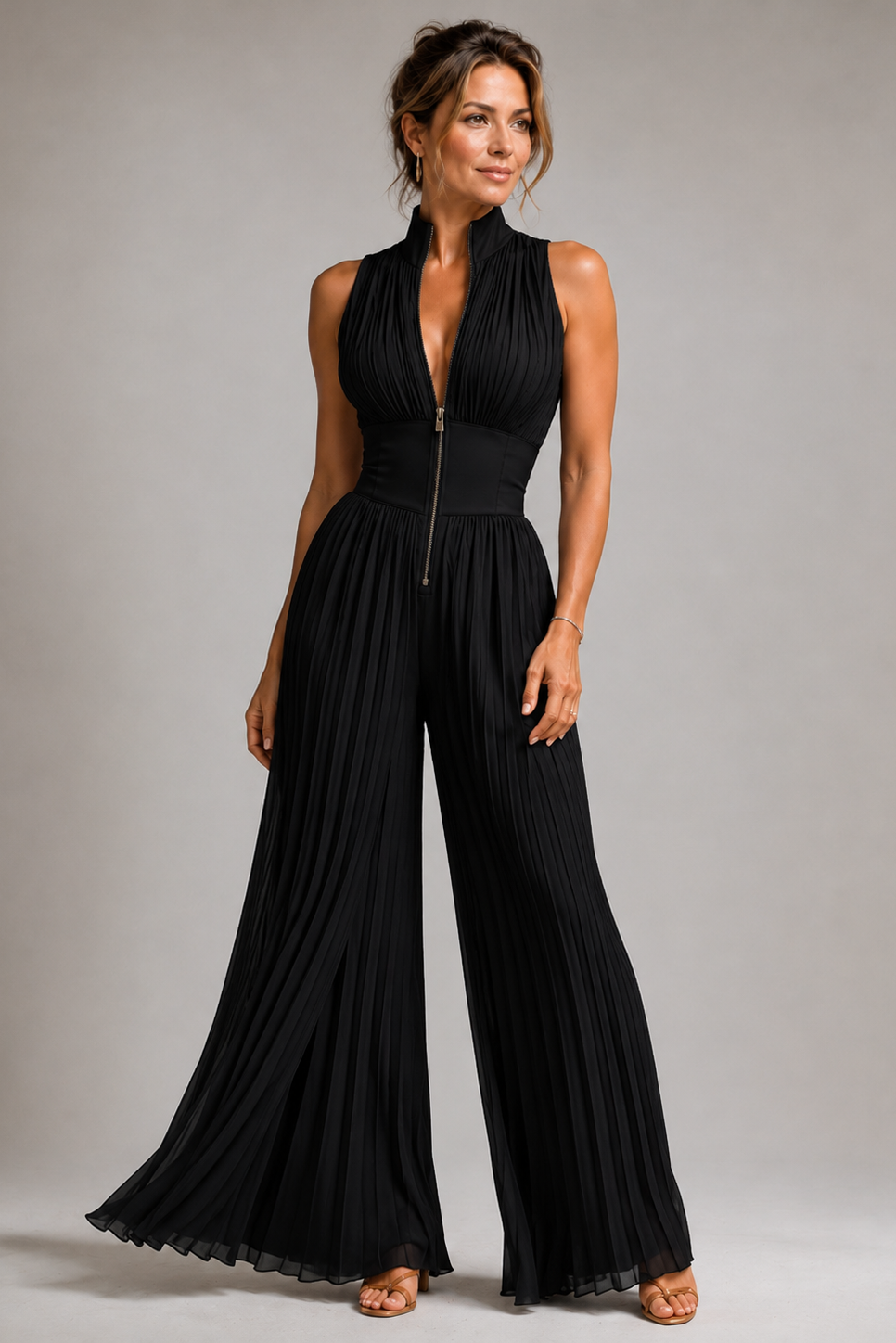 Djoni Elegant Jumpsuit Women | Sleeveless Halter, Wide Pleated Legs 4