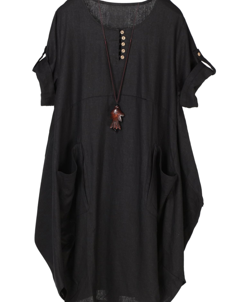 Daphne Women's T-Shirt Dress – Linen-Blend Tunic with Large Pockets