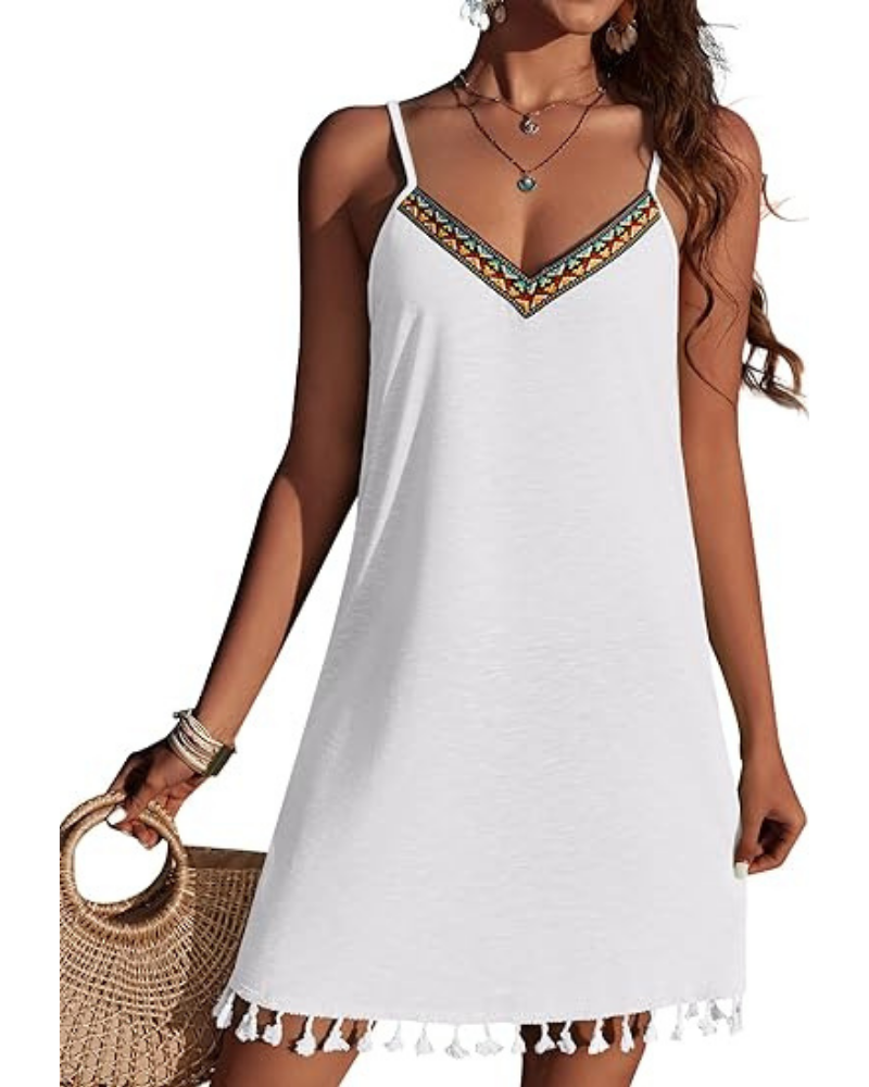 Abito copricostume da spiaggia da donna Ruby – Abito boho con scollo a V e spalline regolabili