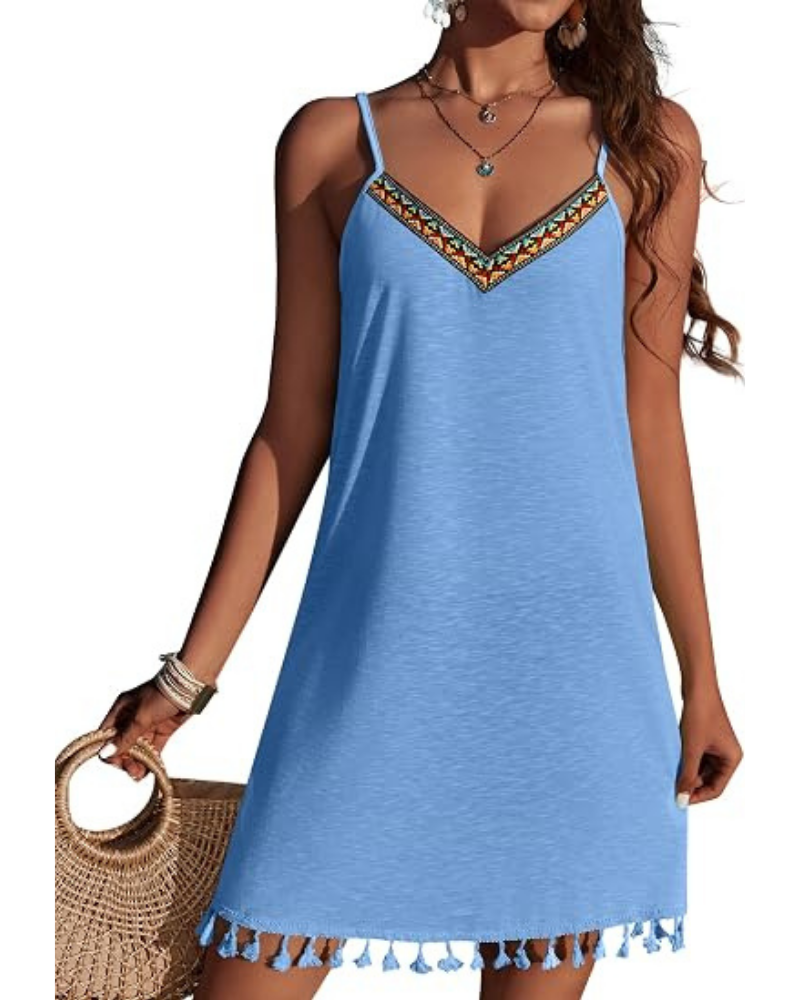 Abito copricostume da spiaggia da donna Ruby – Abito boho con scollo a V e spalline regolabili