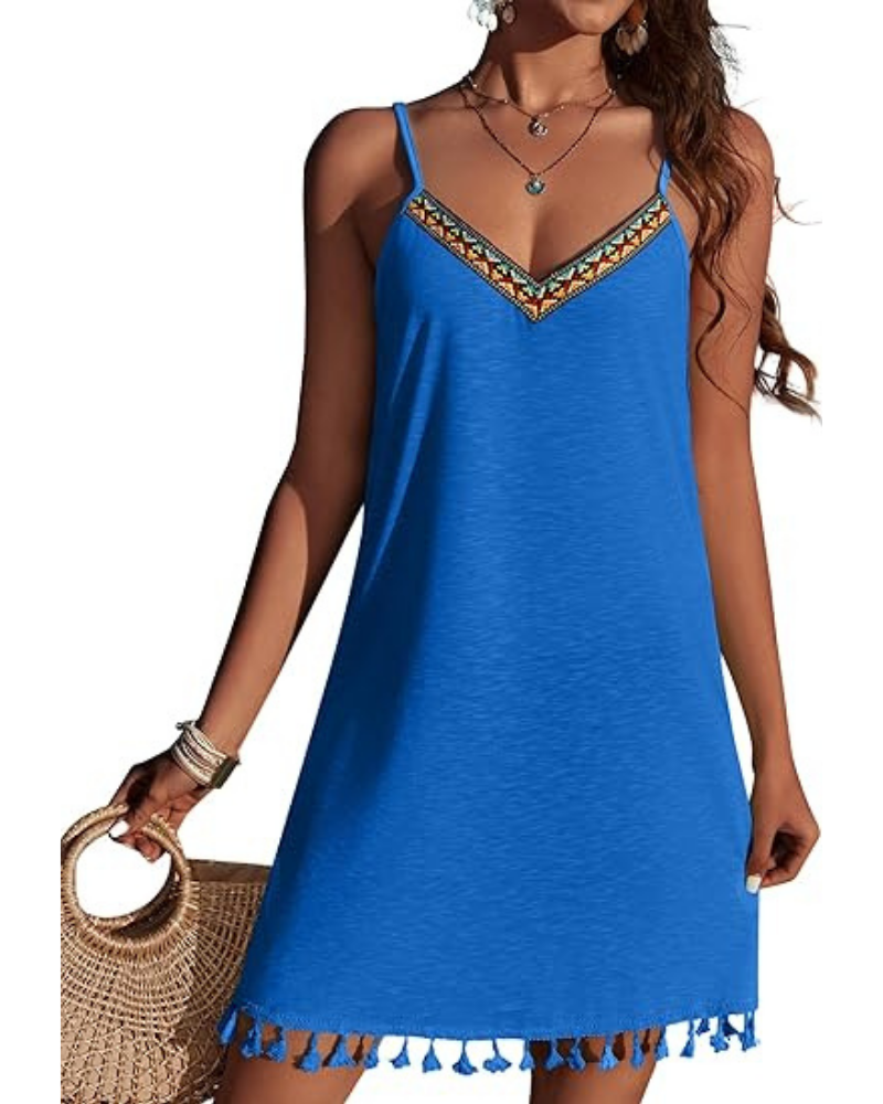 Abito copricostume da spiaggia da donna Ruby – Abito boho con scollo a V e spalline regolabili