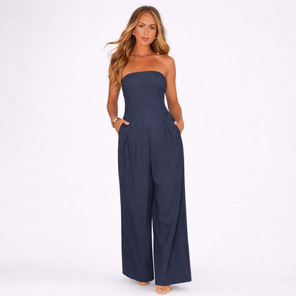 Elegant White Strapless Jumpsuit | Women's Jumpsuit 0