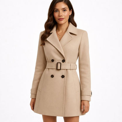 Elegant Women's Belted Coat with Double Buttons | Outerwear 0