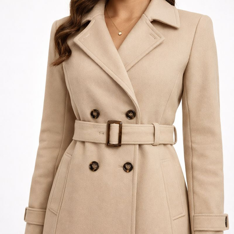 Elegant Women's Belted Coat with Double Buttons | Outerwear 2