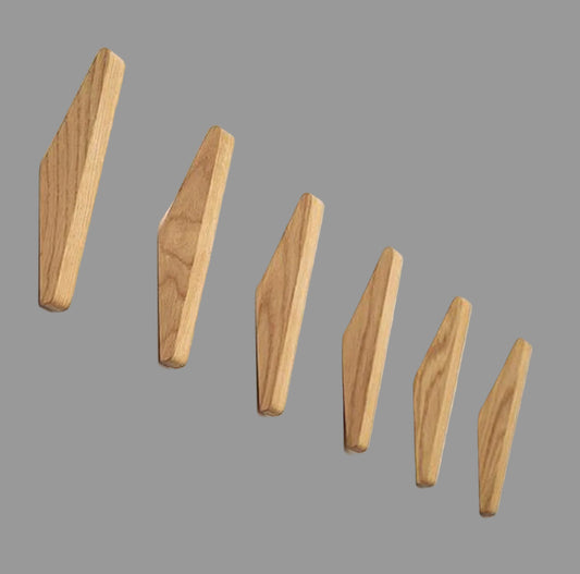 ElmHooks | Set of 6 Minimalist Wooden Coat Hooks for Wall