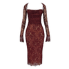 Elysian Women's Dress | Elegant Burgundy Lace Cocktail Dress 7