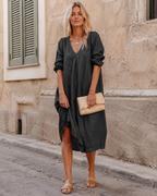 Fanny Women's V-Neck Midi Dress – Sleeveless Lightweight Summer Dress