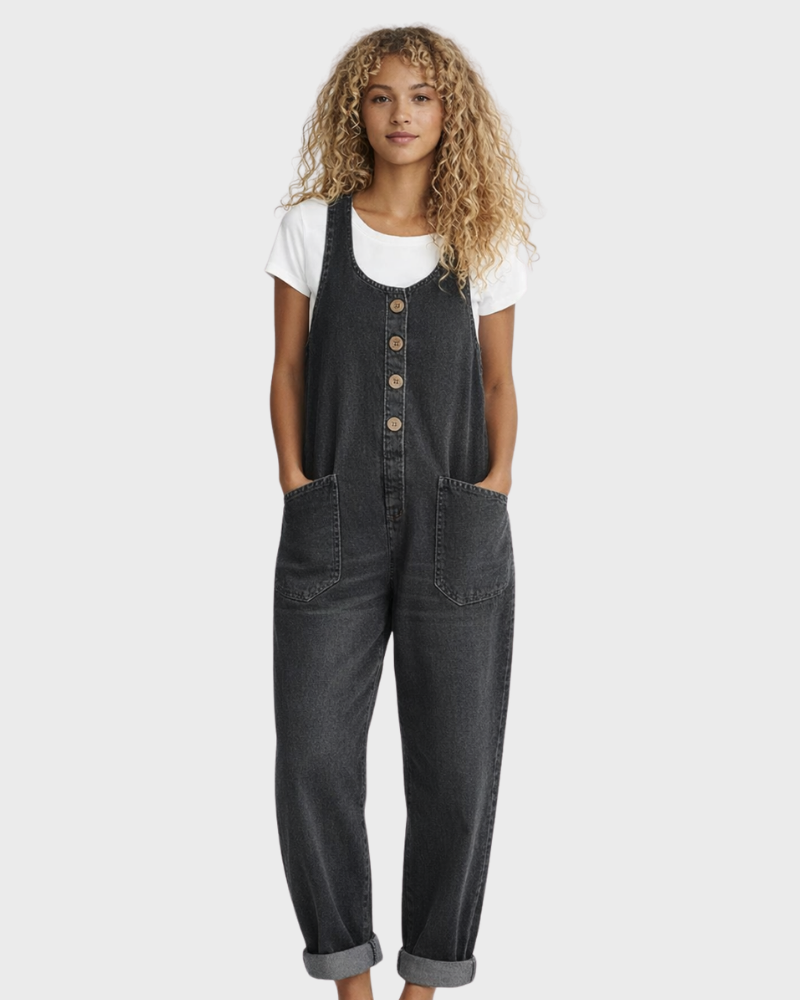 Felicity Denim Jumpsuit | Vintage Loose Fit, Adjustable Straps for Women 1