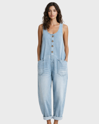 Felicity Denim Jumpsuit | Vintage Loose Fit, Adjustable Straps for Women 2